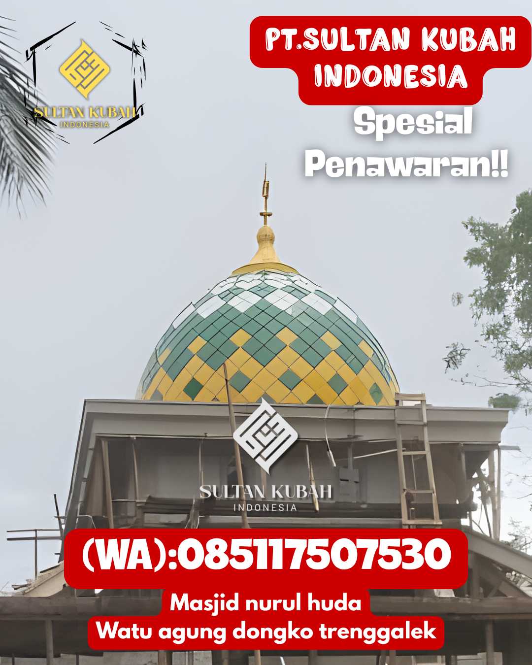 Kubah masjid galvalum berkualitas dan terjamin, 085117507530.Krui Selatan – Kabupaten Pesisir Barat