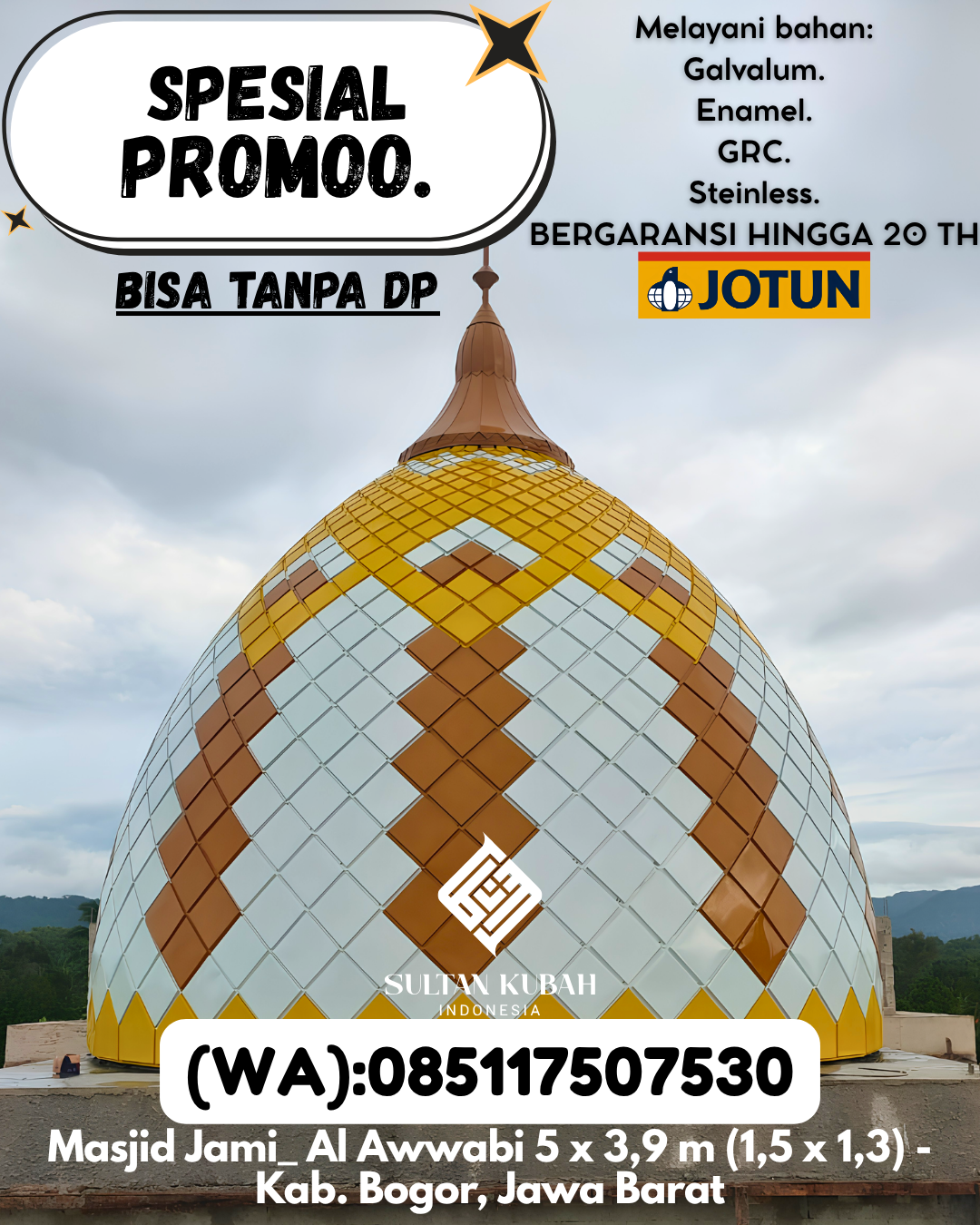 JUAL KUBAH MASJID DESAIN ELEGAN DI KEC Sorong Kota, KOTA Sorong (WA: 085117507530)