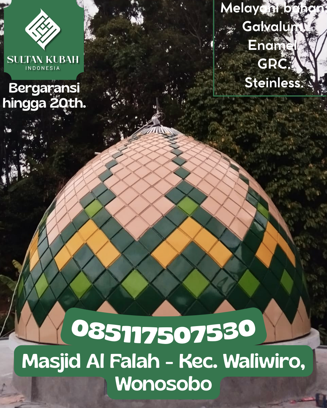 Kubah Masjid Premium Kuat dan Tahan Lama untuk Bangunan Ibadah 085117507530 Sumberasih — Kab. Probolinggo