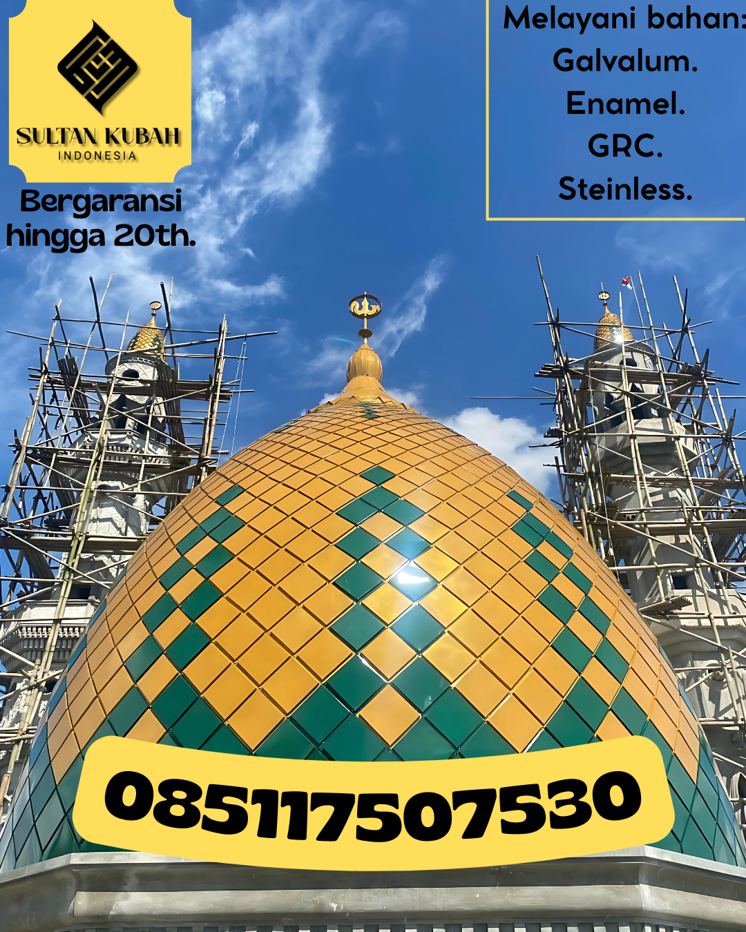 Kubah Masjid Terjangkau Kualitas Premium Tahan Lama 085117507530 Parigi Tengah – Kabupaten Parigi Moutong