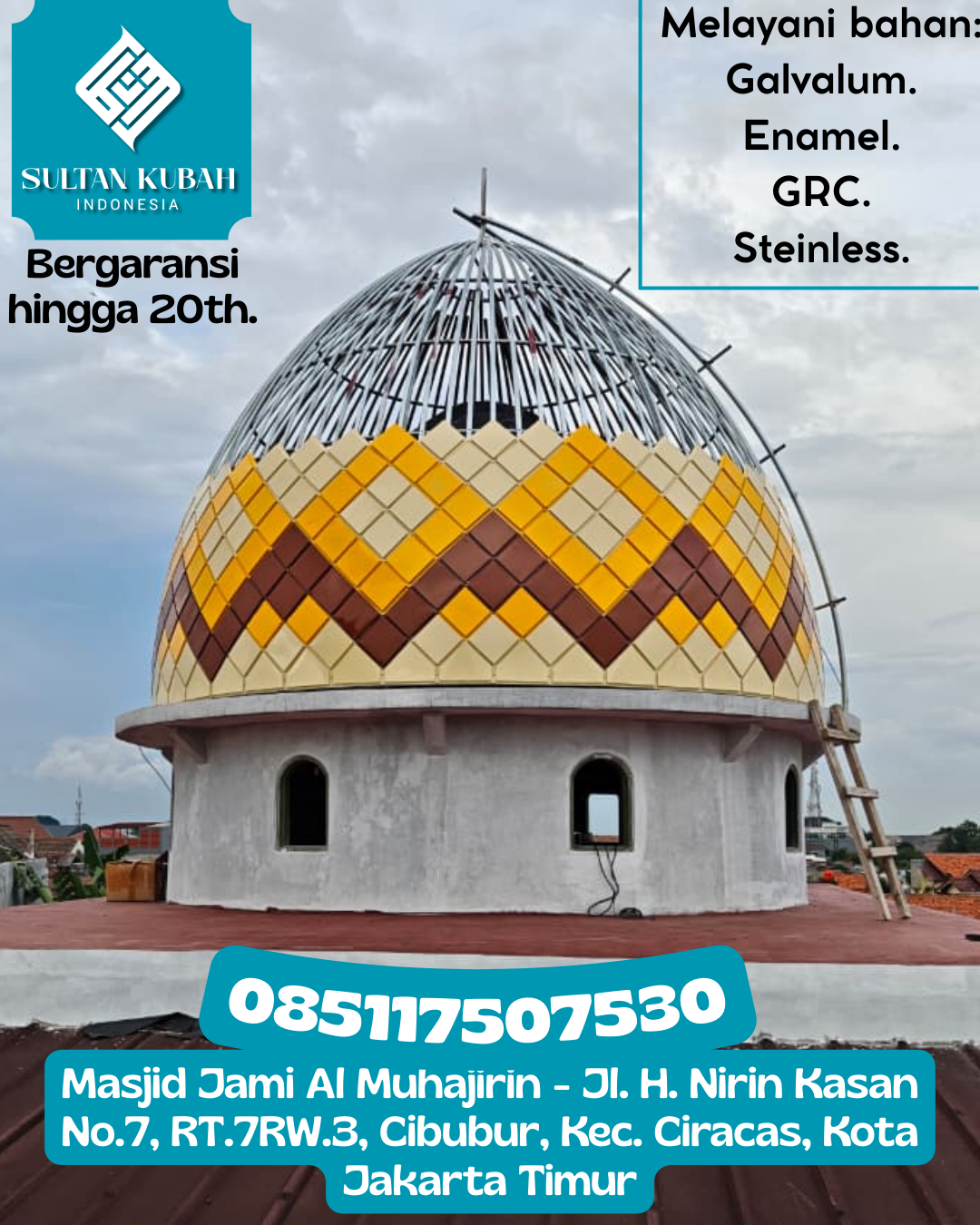 Kubah Masjid Berkualitas Terjamin dengan Garansi Hingga 5 Tahun 085117507530 Balung — Kab. Jember