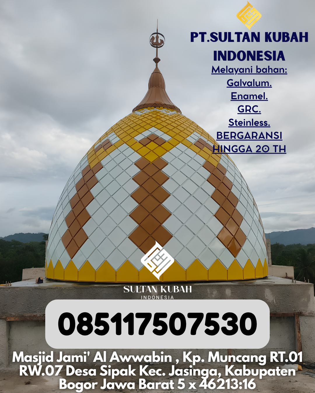 Kubah Masjid Anti Karat Garansi 5 Tahun 085117507530 Pulau Derawan – Berau