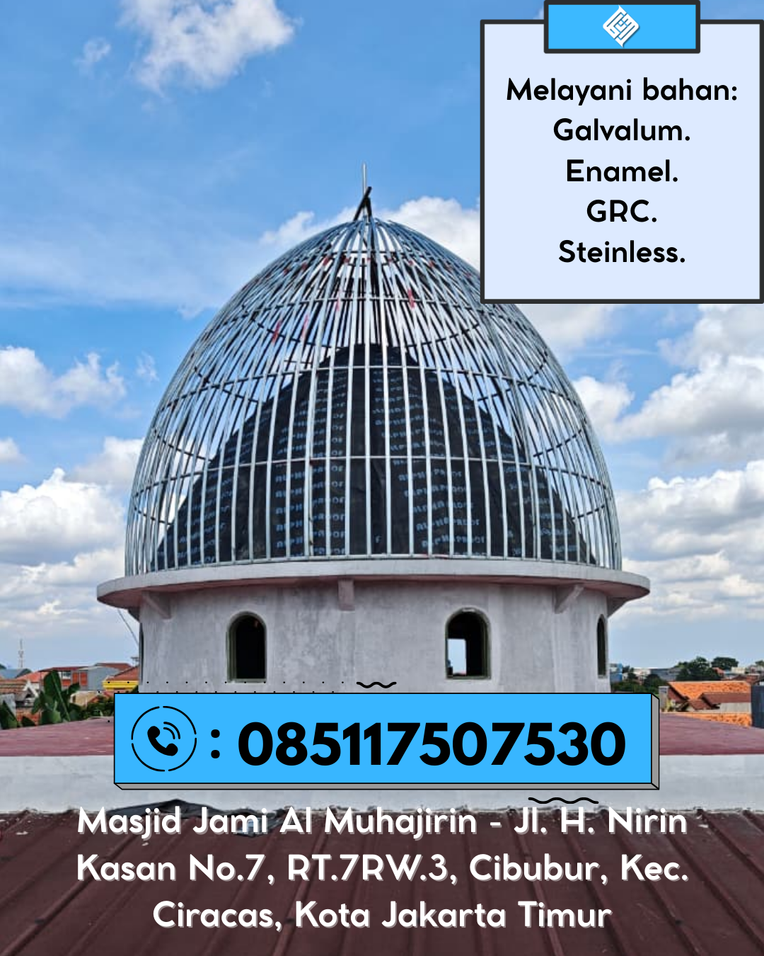 Kubah Masjid Premium Tahan Cuaca Awet Bertahun-Tahun 085117507530 Cisitu – Kabupaten Sumedang