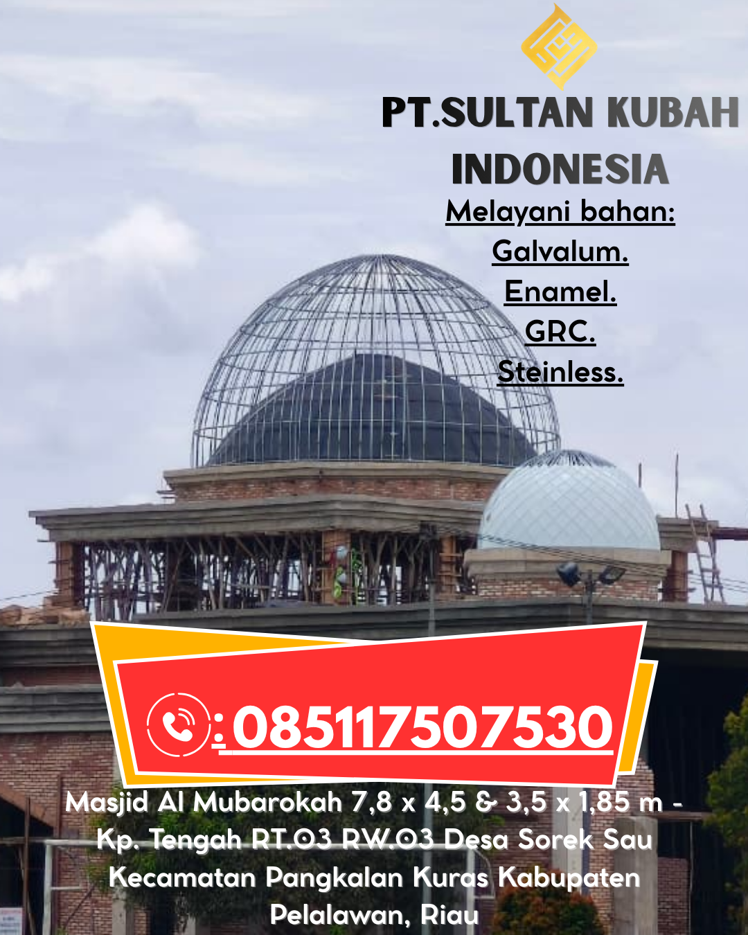 Kubah Masjid Premium Harga Terjangkau wa.me/6285117507530 Pattallassang – Takalar