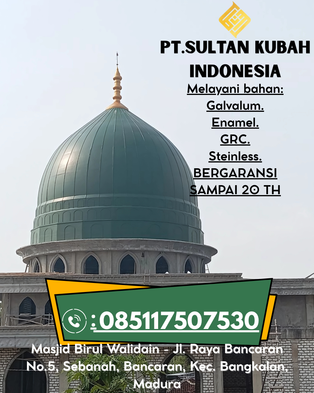 Kubah Masjid GRC Ukuran Custom Kualitas Teruji Garansi Panjang 085117507530 Petasia Barat – Morowali