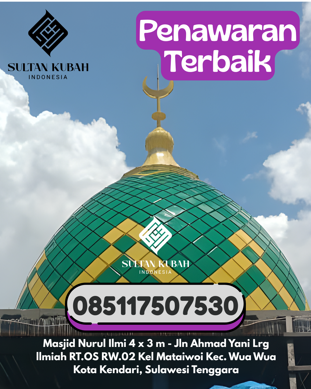 Penjual Kubah Masjid Galvalum Tahan Lama 085117507530 Bajeng Barat – Kab Gowa