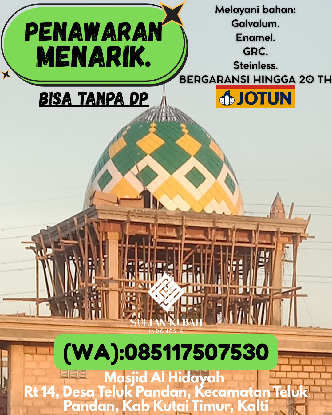 PABRIK KUBAH MASJID MODERN DI KEC Buol Selatan, KAB Buol (WA: 085117507530)