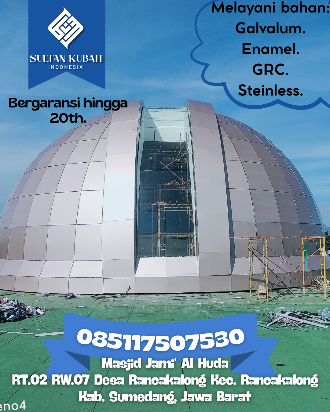 Kubah Masjid Terjangkau Kualitas Premium Tahan Lama 085117507530 Batu Hampar — Kab. Rokan Hilir