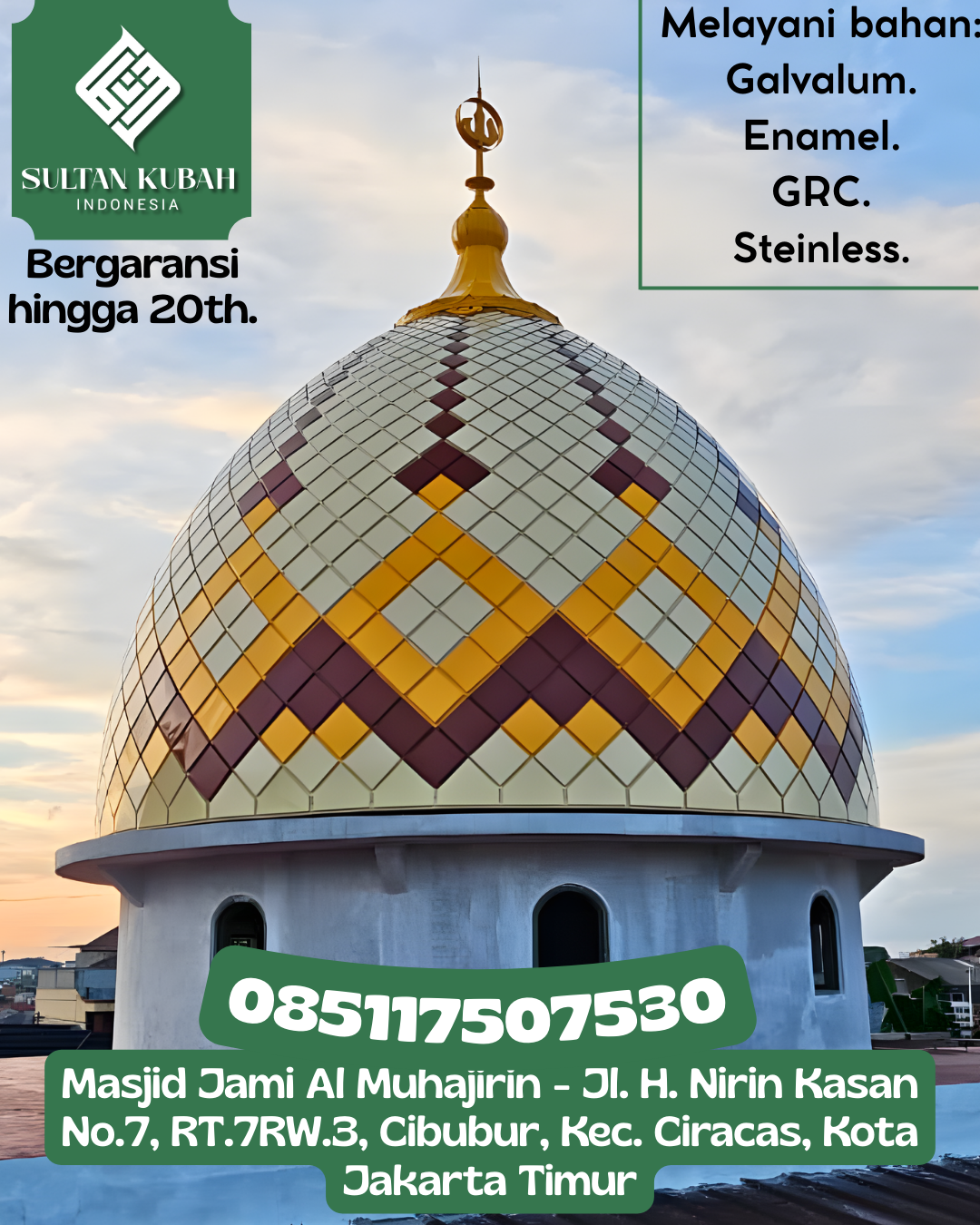 Kubah Masjid Kuat Awet Tahan Lama Cocok Untuk Bangunan Masjid 085117507530 Ambulu — Kab. Jember