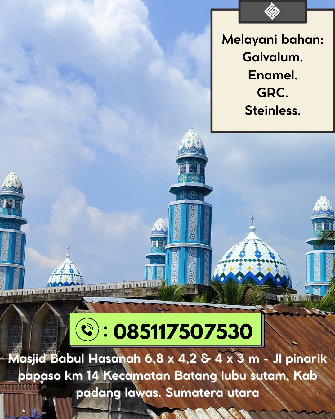 Kubah Masjid Modern Terjangkau Kualitas Premium dan Tahan Lama 085117507530 Sungai Raya – Kabupaten Aceh Timur