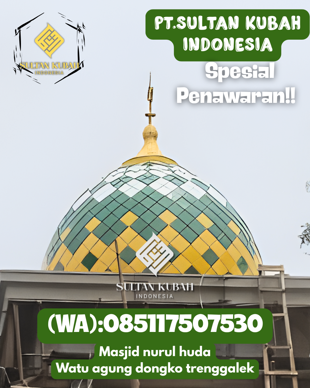 Kubah masjid galvalum rapi dan kokoh, 085117507530.Lemong – Kabupaten Pesisir Barat