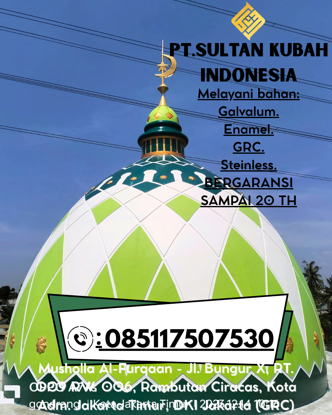 Termurah Kubah Masjid GRC Model Klasik dan Modern Kualitas Terbaik 085117507530 Lore Selatan – Poso