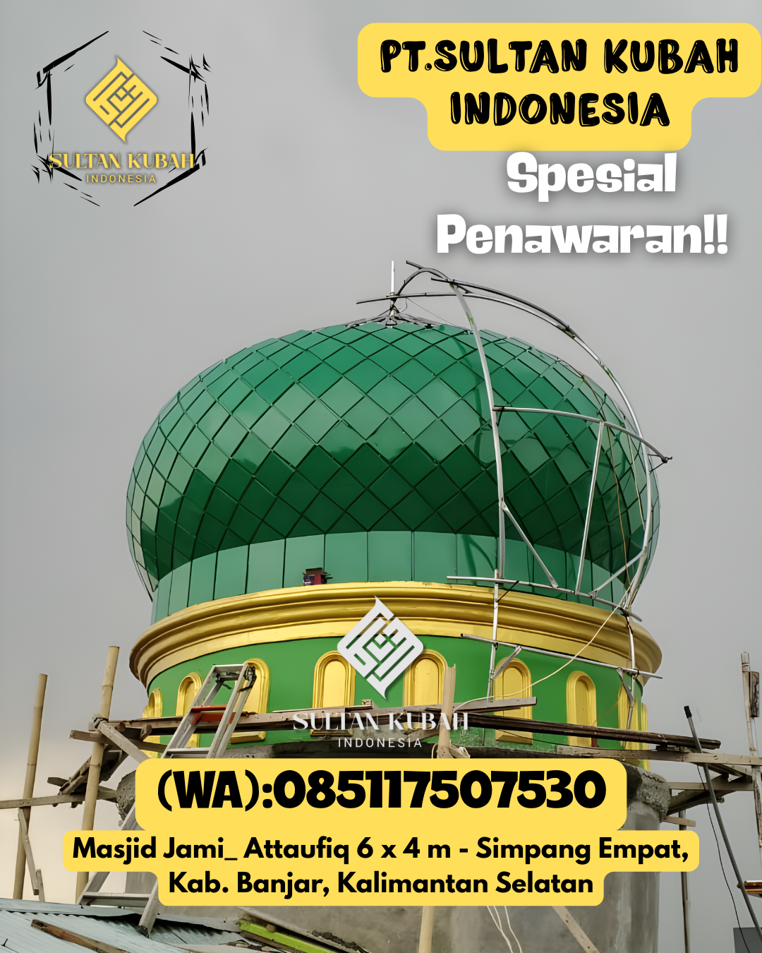 Pilihan kubah masjid galvalum bermutu tinggi, 085117507530.Srono – Kab. Banyuwangi