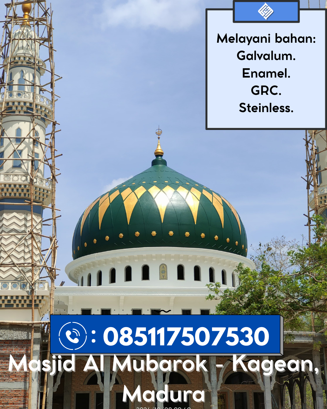 Kubah Masjid GRC Anti Retak Tahan Cuaca Kualitas Garansi 085117507530 Mandiangin – Sarolangun