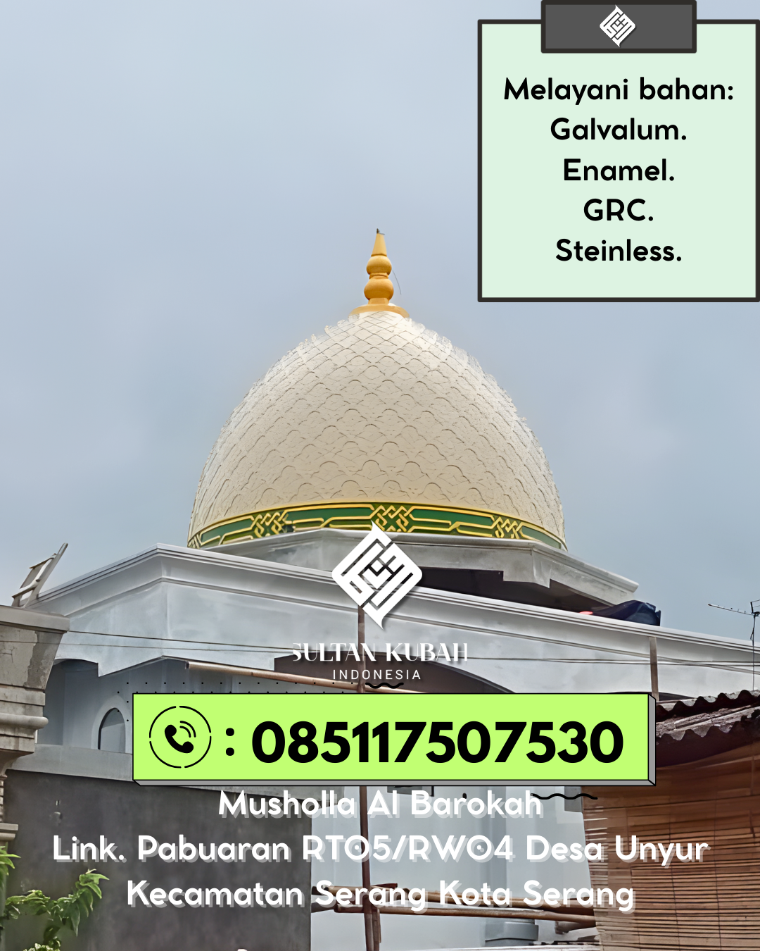 Penjual Kubah Masjid GRC Kualitas Terbaik Bergaransi 085117507530 Bandar Kedungmulyo – Kabupaten Jombang