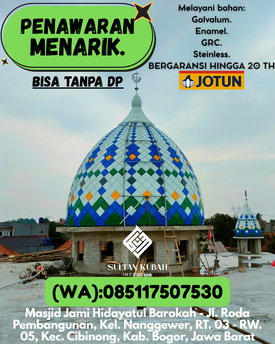 JUAL KUBAH MASJID EKSKLUSIF DI KEC Poso Kota, KAB Poso (WA: 085117507530)