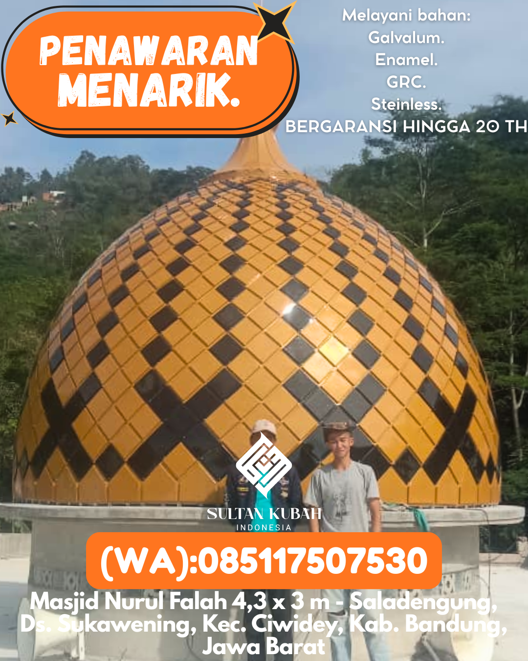 PRODUSEN KUBAH MASJID TAHAN LAMA DI KEC Tanjung Redeb, KAB Berau (WA: 085117507530)