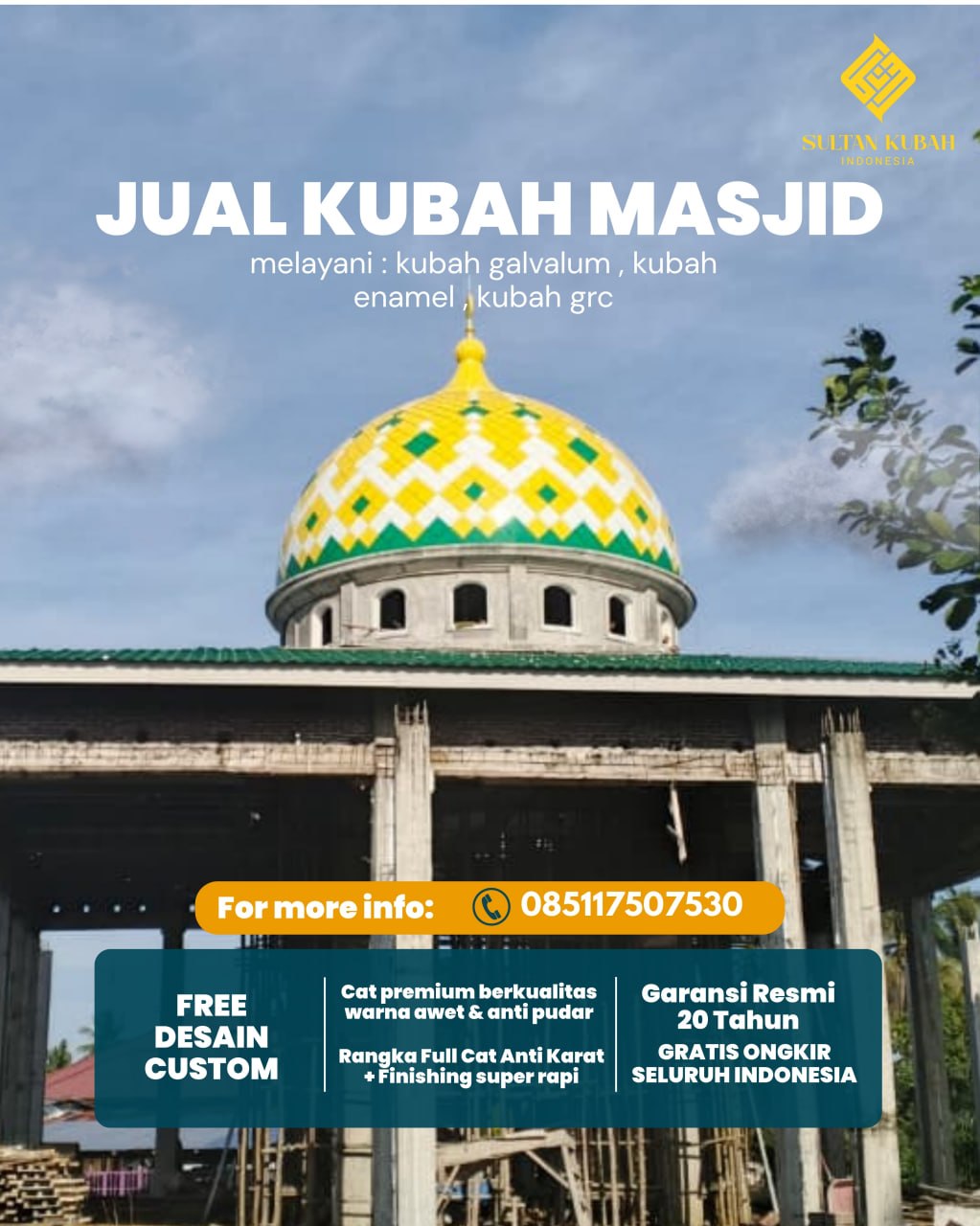 Kubah Masjid Modern Terjangkau Kualitas Premium dan Tahan Lama 085117507530 - Balik Bukit – Lampung Barat