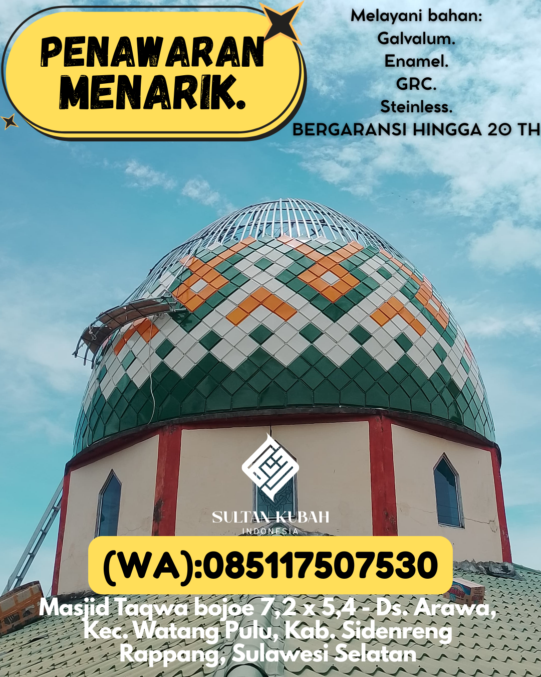 PUSAT KUBAH MASJID MODERN DI KEC Ruteng, KAB Manggarai (WA: 085117507530)