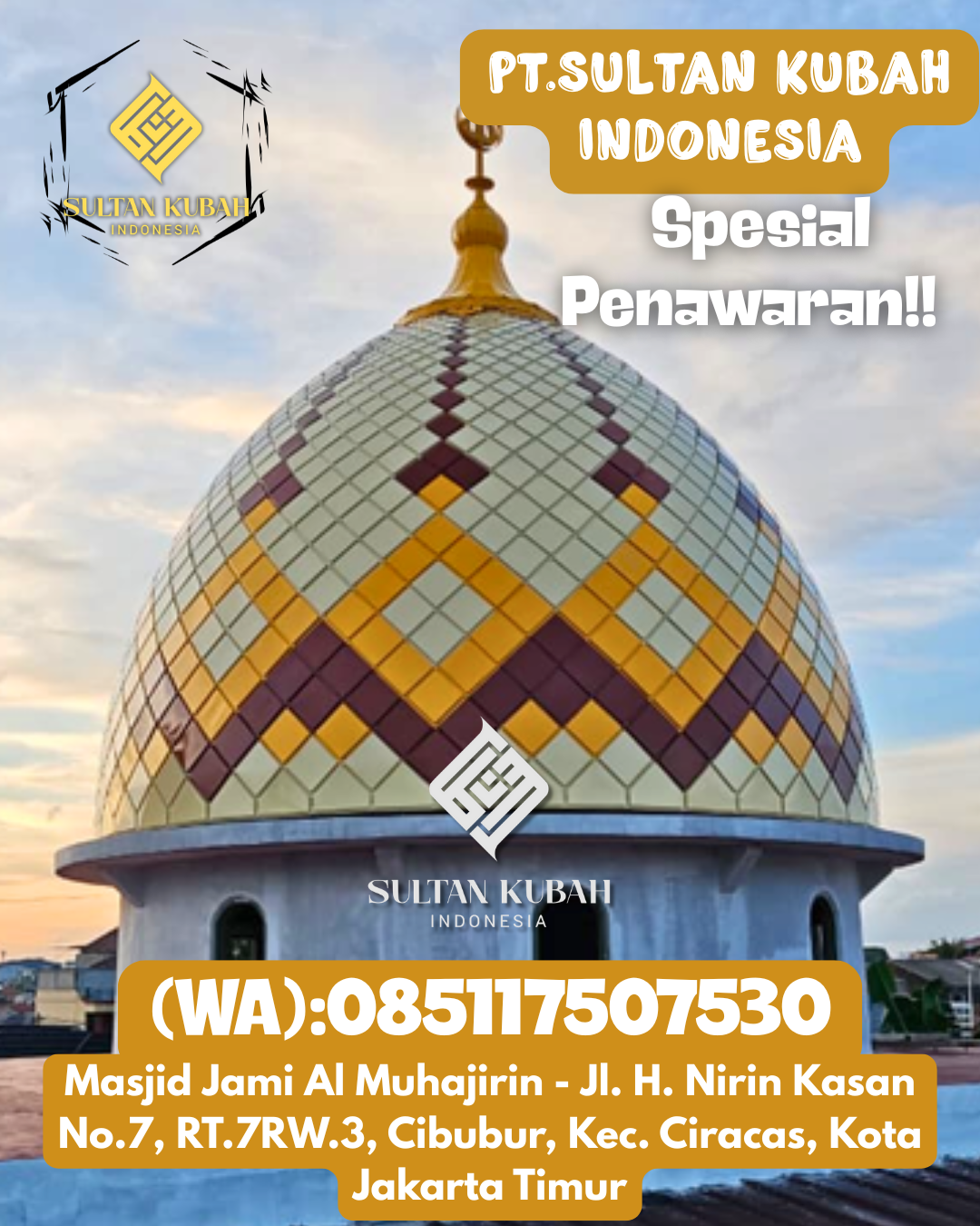 Kubah Masjid Berkualitas Terjamin dengan Garansi Hingga 5 Tahun 085117507530 Menggala Timur — Kab. Tulang Bawang
