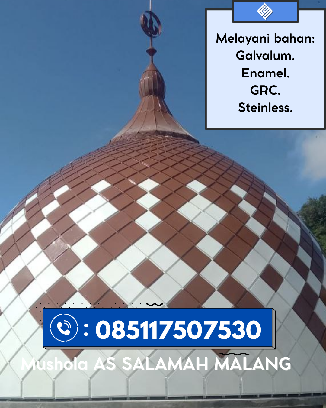 Kubah Masjid Kuat Awet Tahan Lama Cocok Untuk Bangunan Masjid 085117507530 Rambatan – Tanah Datar