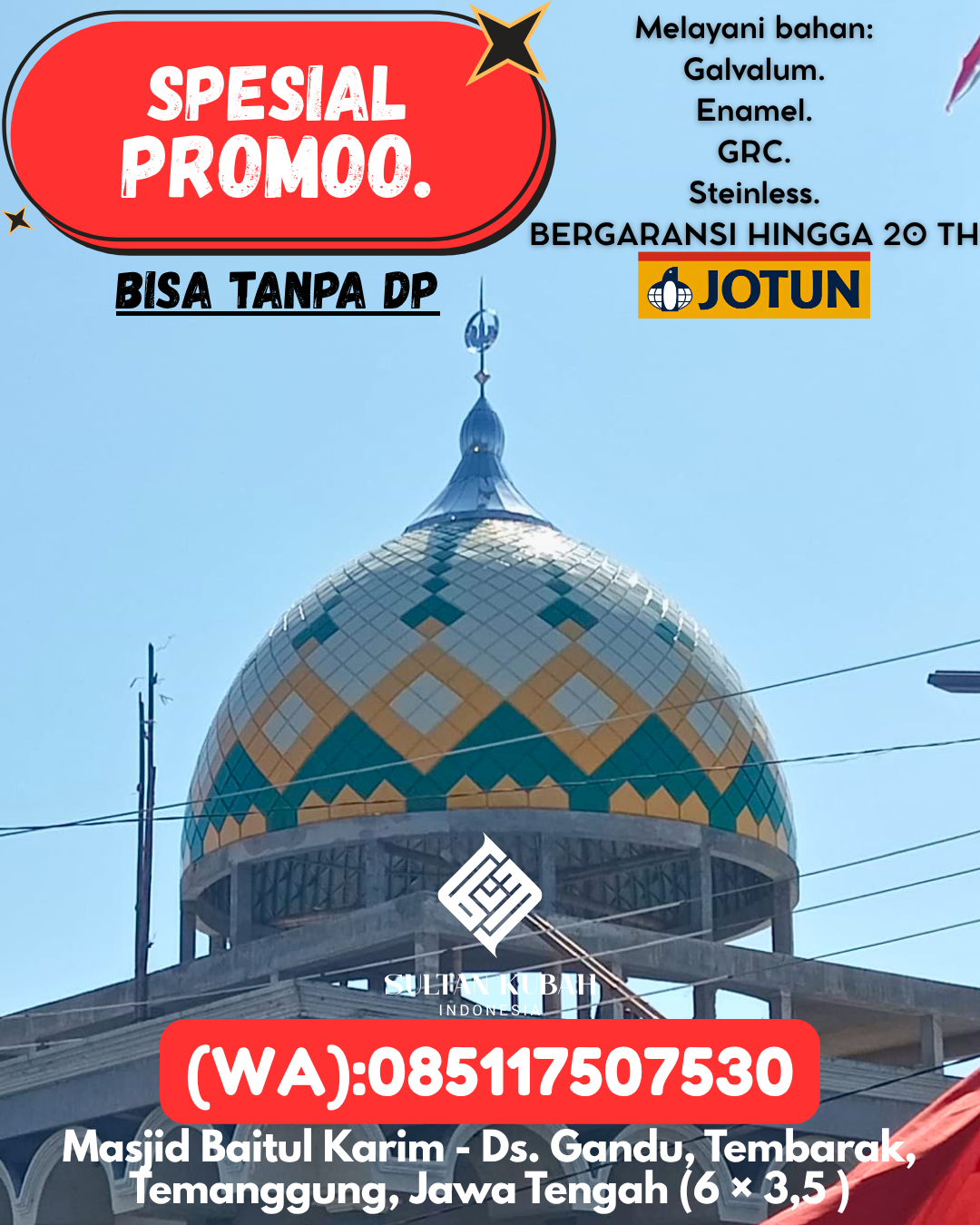 KUBAH MASJID DESAIN ELEGAN DI KEC Timika, KAB Mimika (WA: 085117507530)