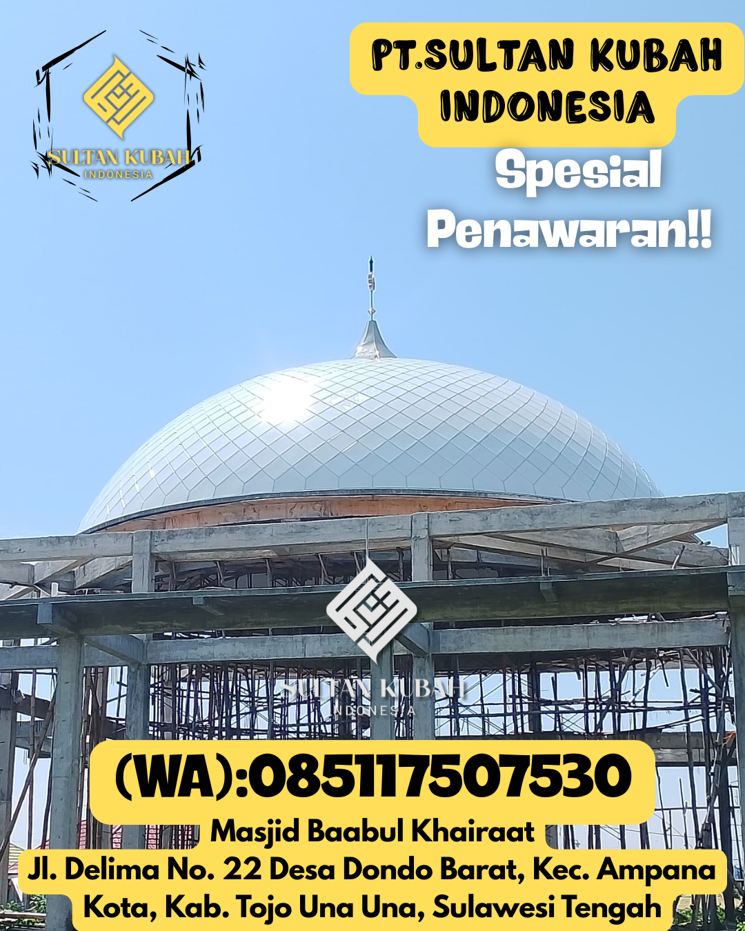 Solusi kubah masjid galvalum kuat dan indah, 085117507530.Bonang — Kabupaten Demak