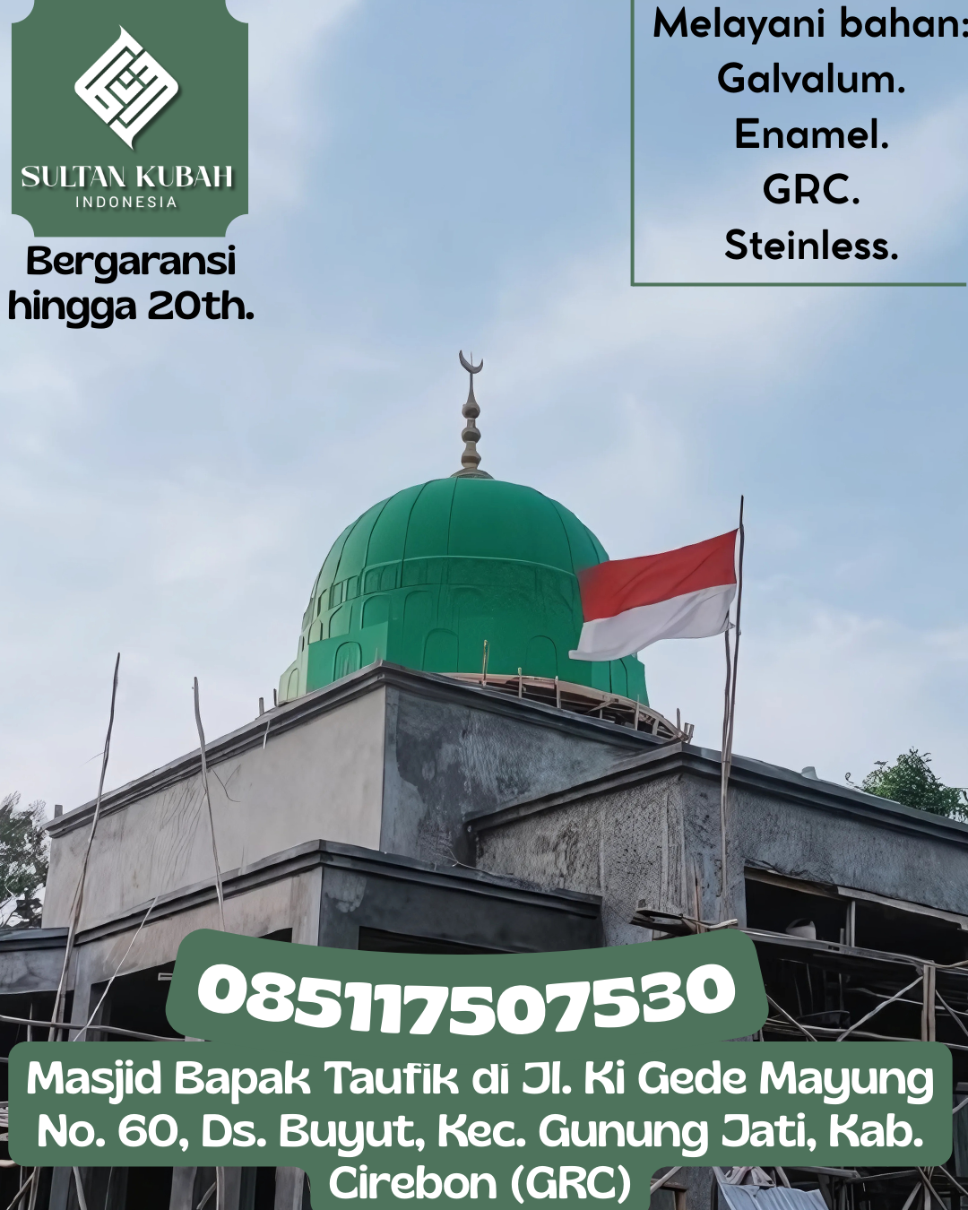 Penjual Kubah Masjid GRC Kualitas Terbaik Bergaransi 085117507530 Woyla Timur – Kabupaten Aceh Barat