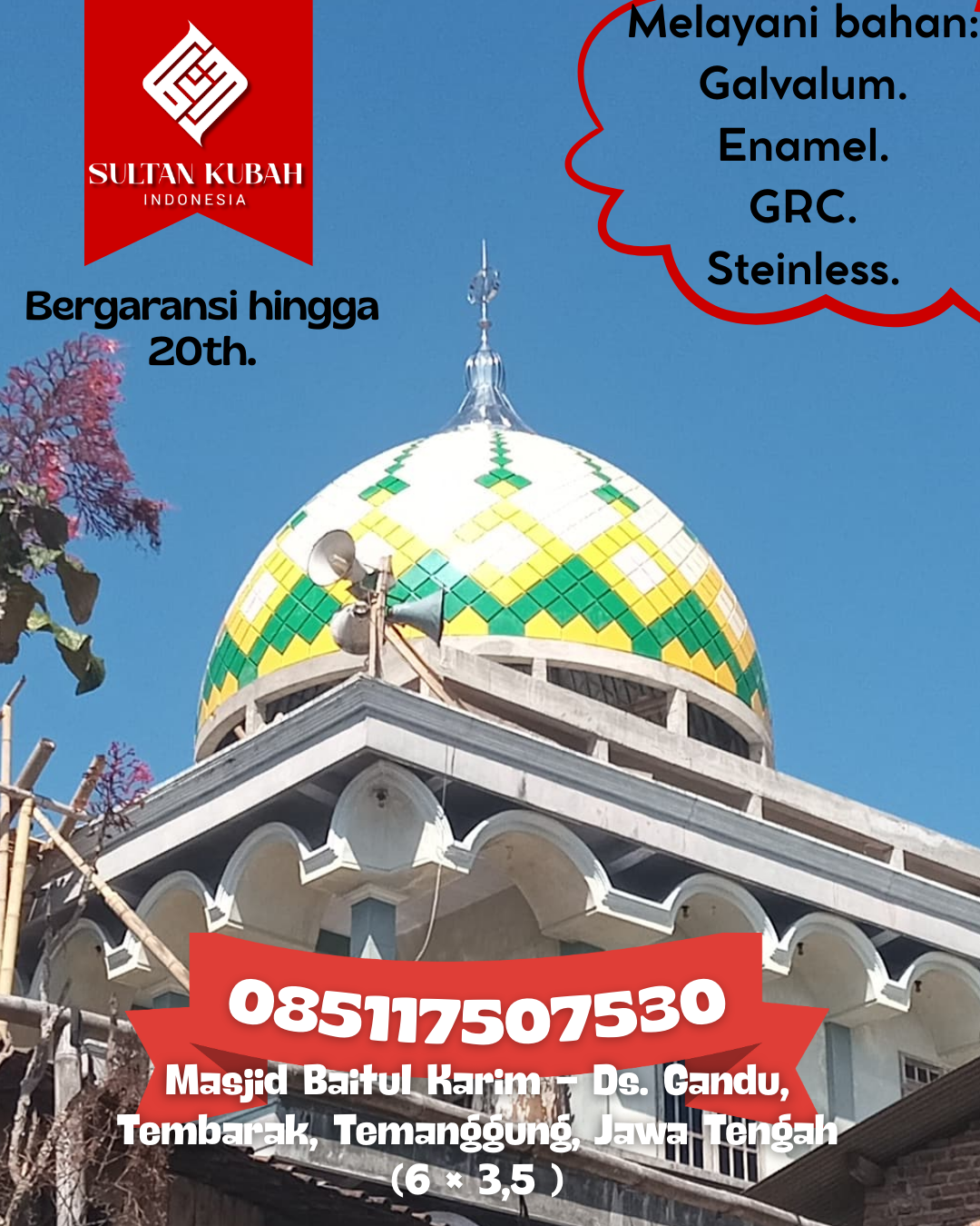 Kubah Masjid Berkualitas Premium Awet Tahan Lama Bergaransi 085117507530 Donri-Donri — Kab. Soppeng