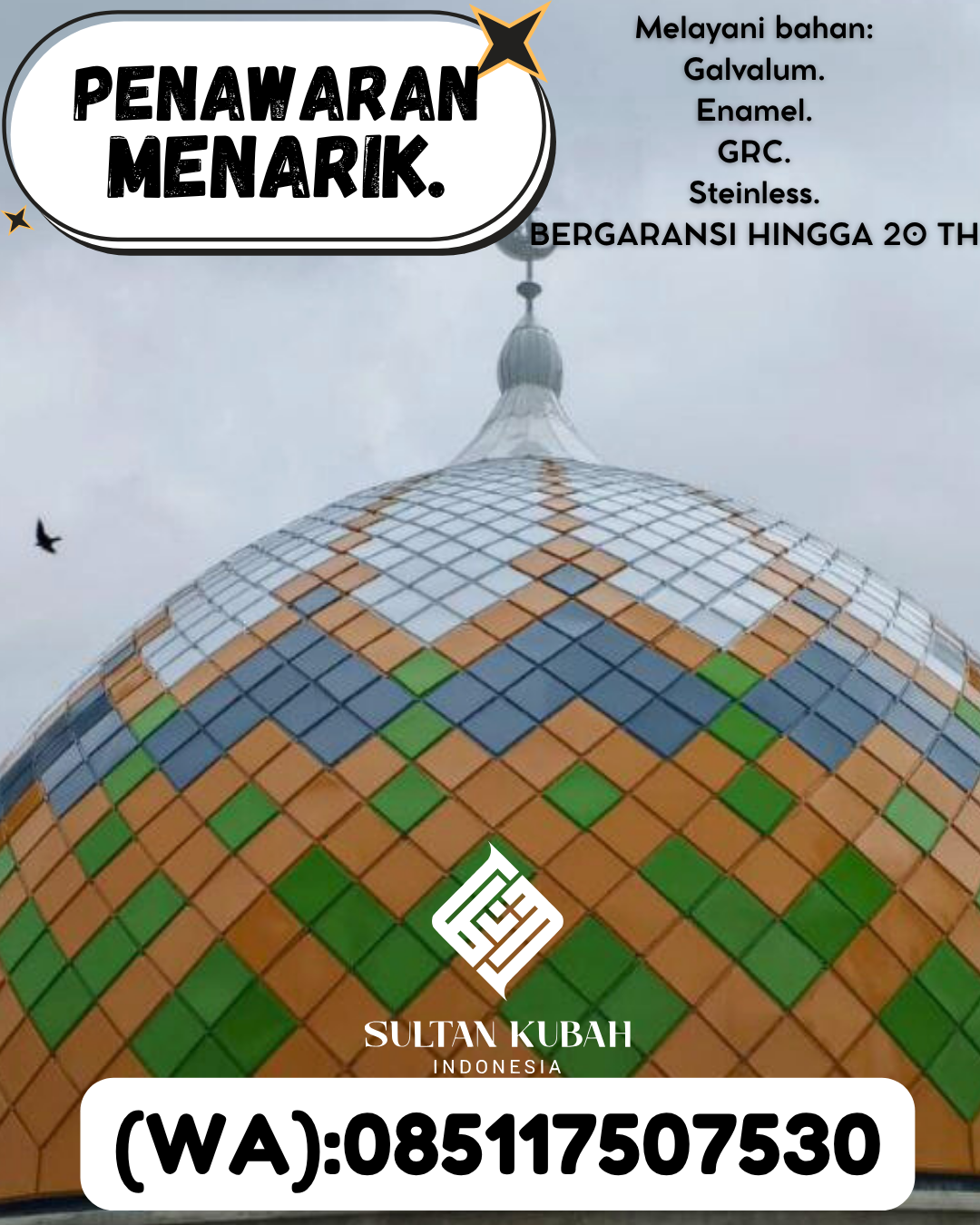 KUBAH MASJID HARGA TERJANGKAU DI KEC Sungai Kunjang, KOTA Samarinda (WA: 085117507530)