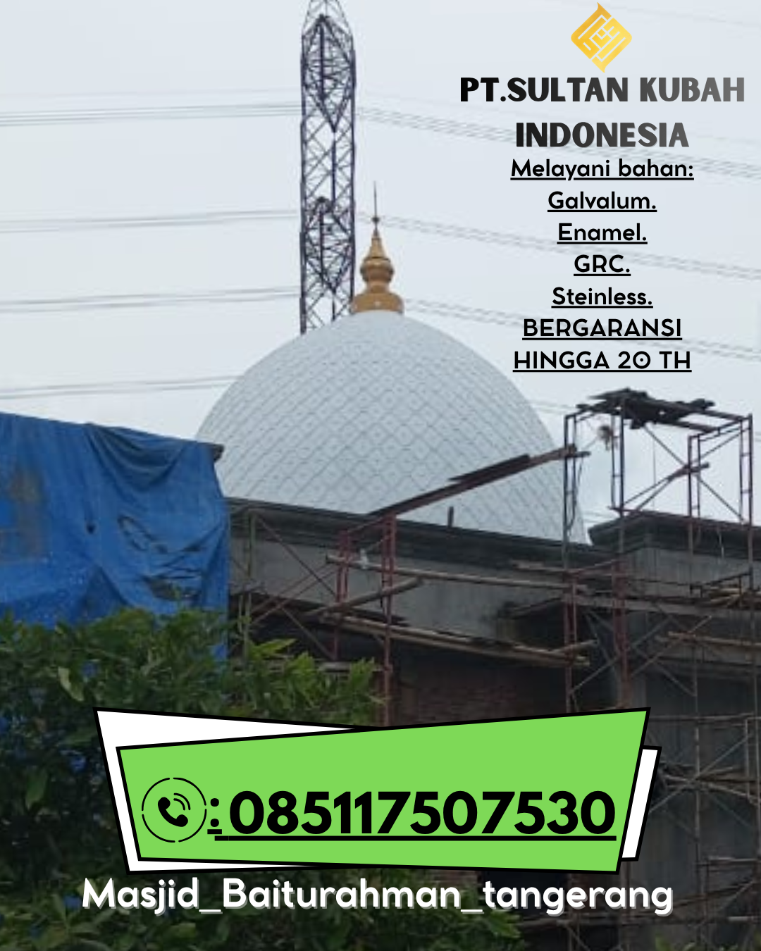Kubah GRC Masjid Tampilan Elegan Kualitas Terjamin 085117507530 Omben – Sampang
