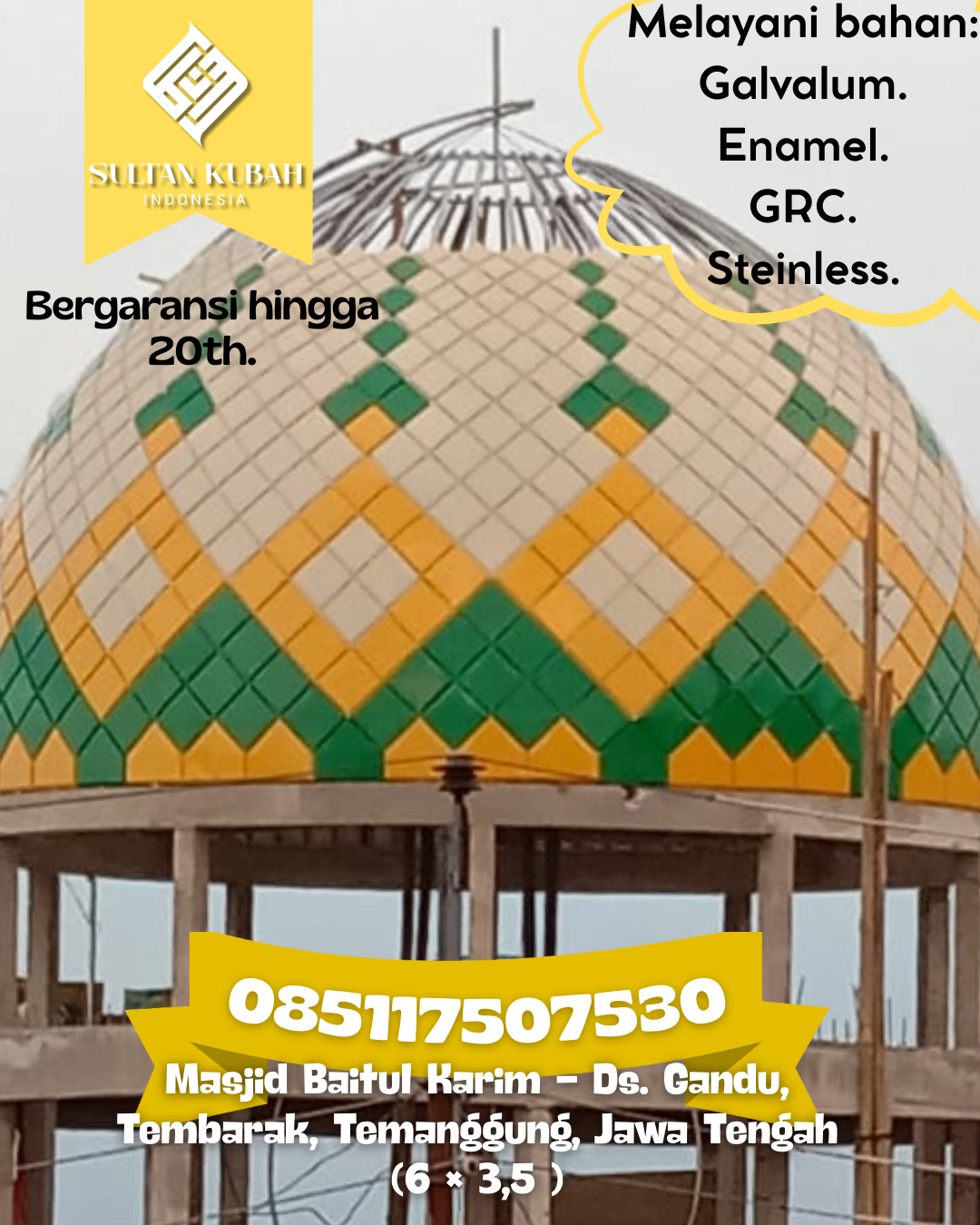 Kubah Masjid Berkualitas Premium Awet Tahan Lama Bergaransi 085117507530 Ogodeide — Kab. Tolitoli