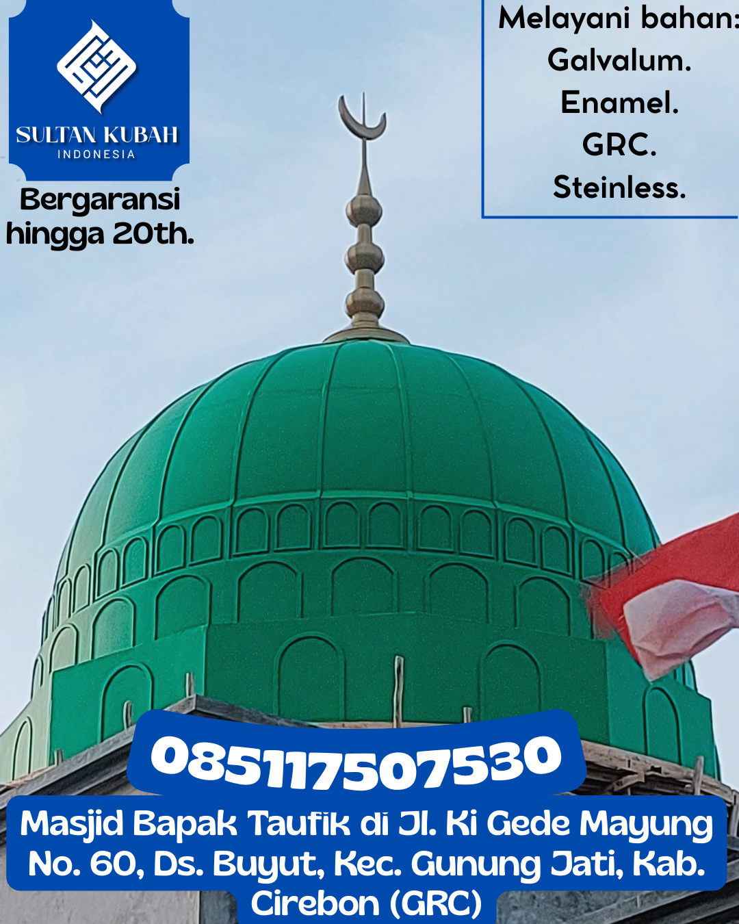 Kubah Masjid GRC Kualitas Premium dan Bergaransi 085117507530 Bubon – Kabupaten Aceh Barat