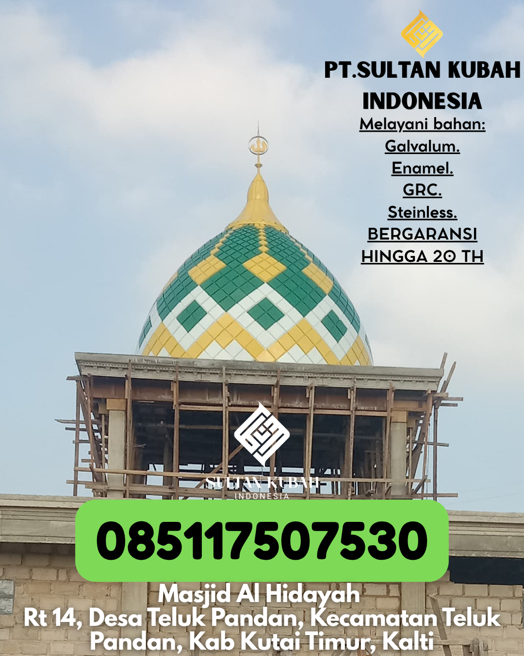 JUAL KUBAH MASJID PREMIUM DI KEC Tanjung Redeb, KAB Berau (WA: 085117507530)
