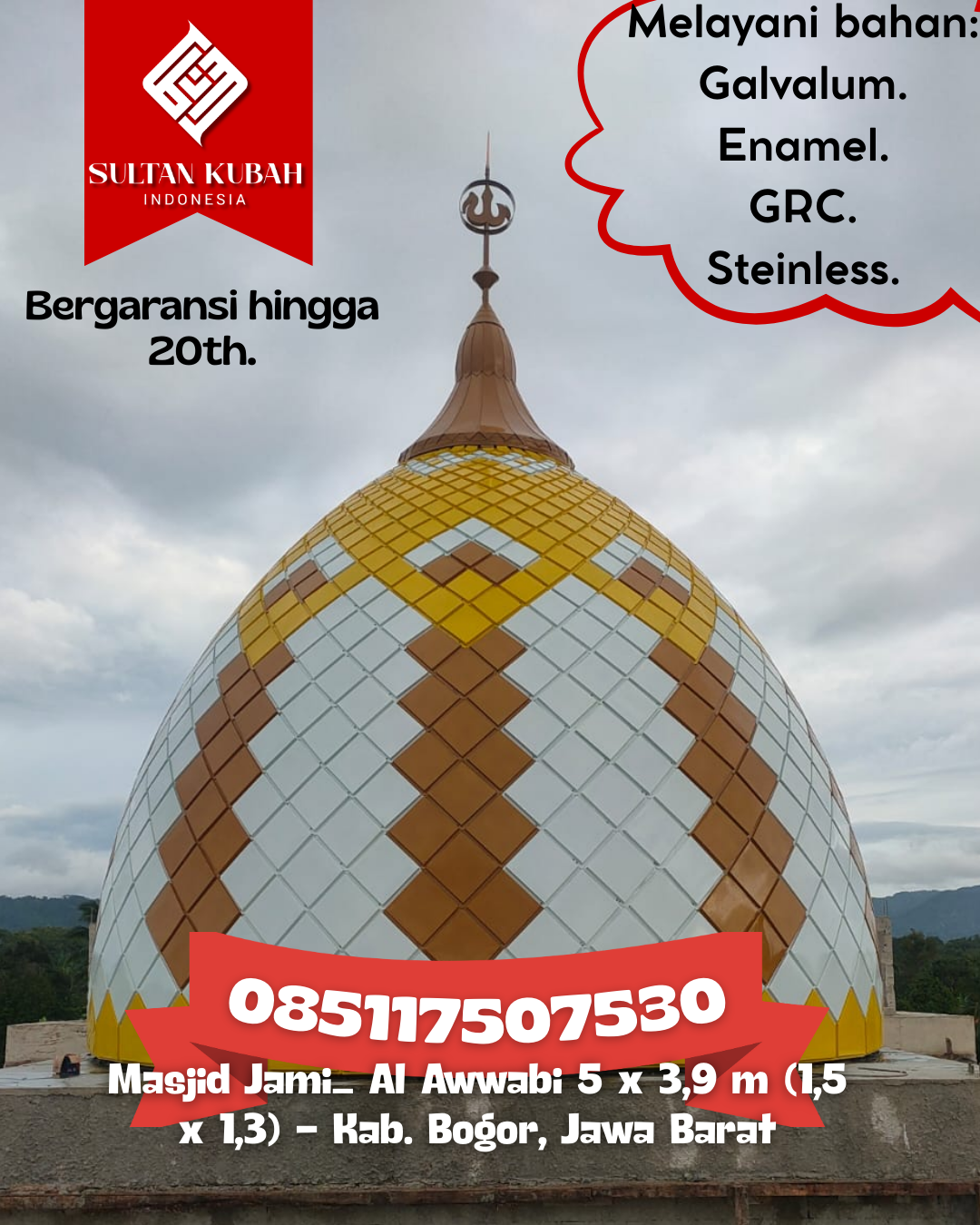 Kubah Masjid Modern Premium Berkualitas Tinggi dan Awet 085117507530 Marioriwawo — Kab. Soppeng