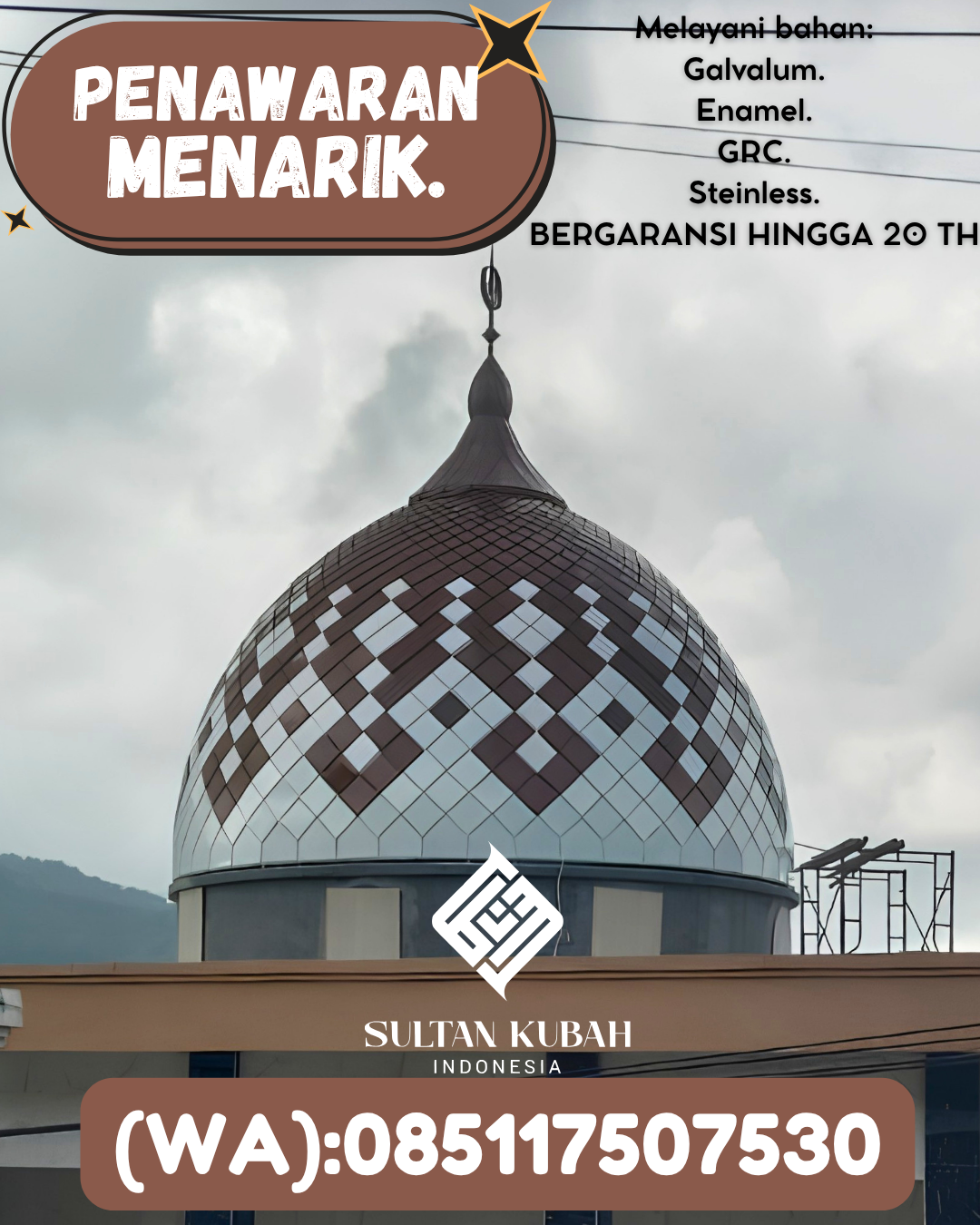 PABRIK KUBAH MASJID MODERN DI KEC Palaran, KOTA Samarinda (WA: 085117507530)