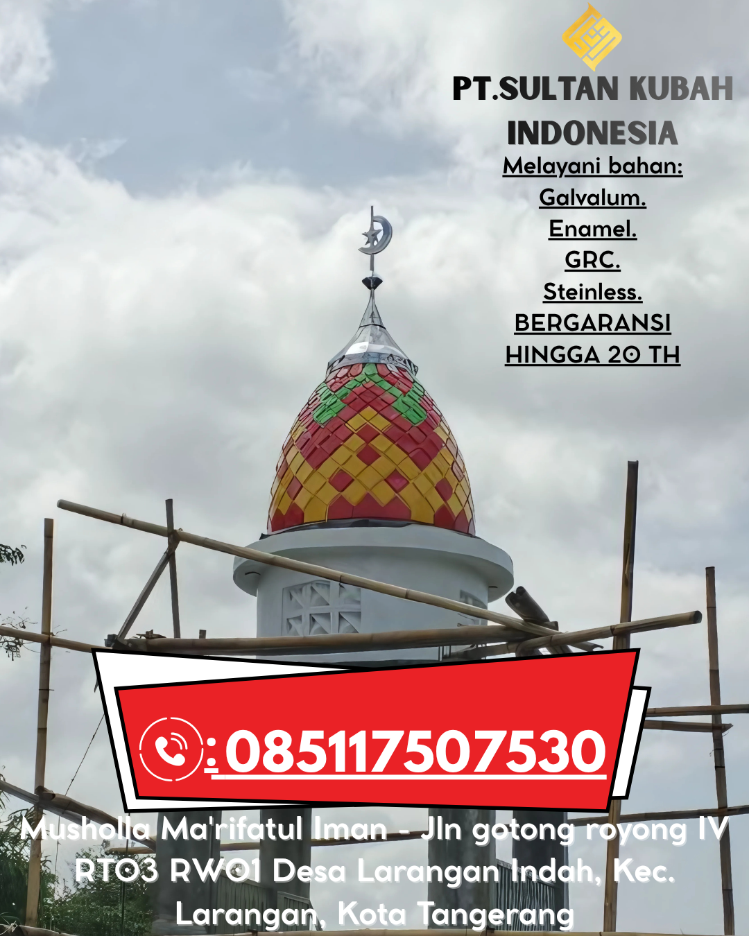 Kubah Masjid Anti Karat Garansi 5 Tahun 085117507530 Bangkunat – Pesisir Barat