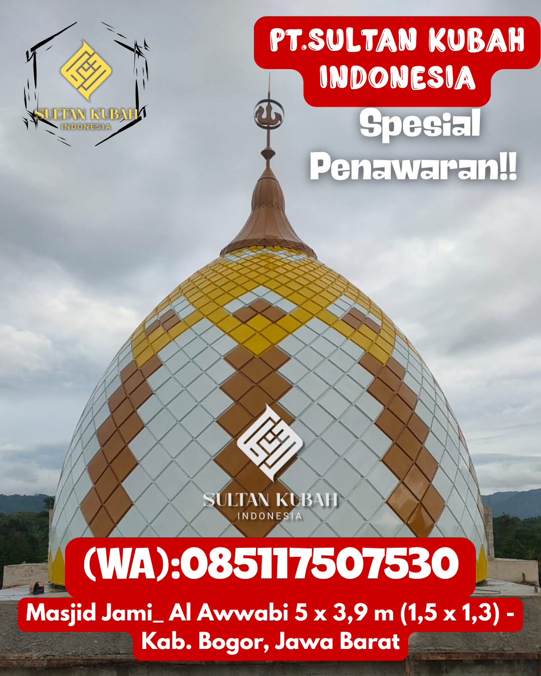 Kubah masjid galvalum berkualitas dan terjamin, 085117507530.Sangatta Utara – Kabupaten Kutai Timur