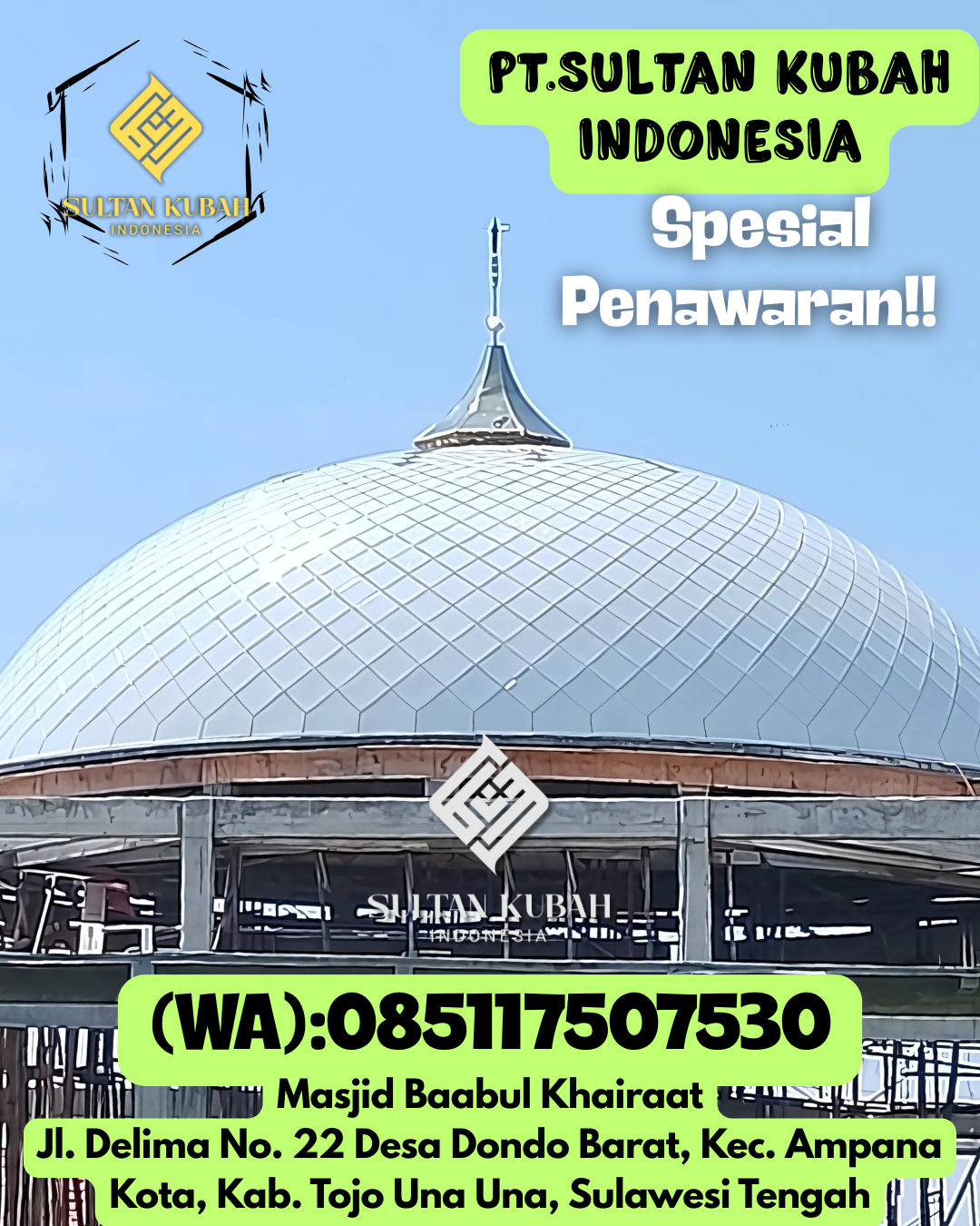 Kubah masjid galvalum berkualitas serta bergaransi, 085117507530.Bergas — Kabupaten Semarang
