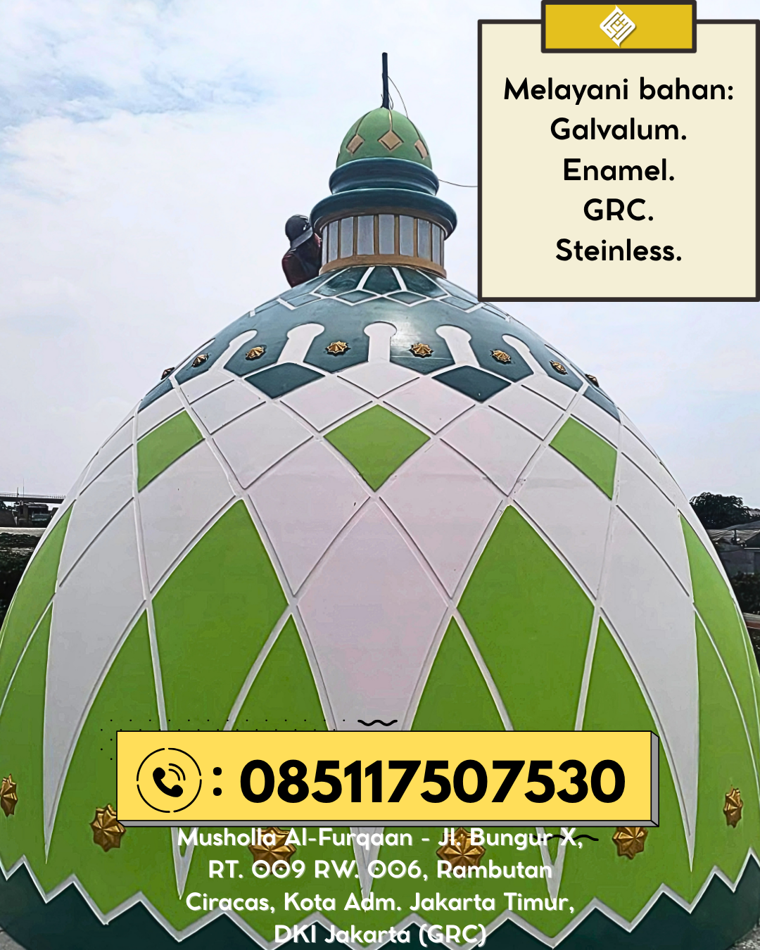 Termurah Kubah GRC Masjid Proyek Rapi Kualitas Garansi Lengkap 085117507530 Rimbo Ulu – Tebo