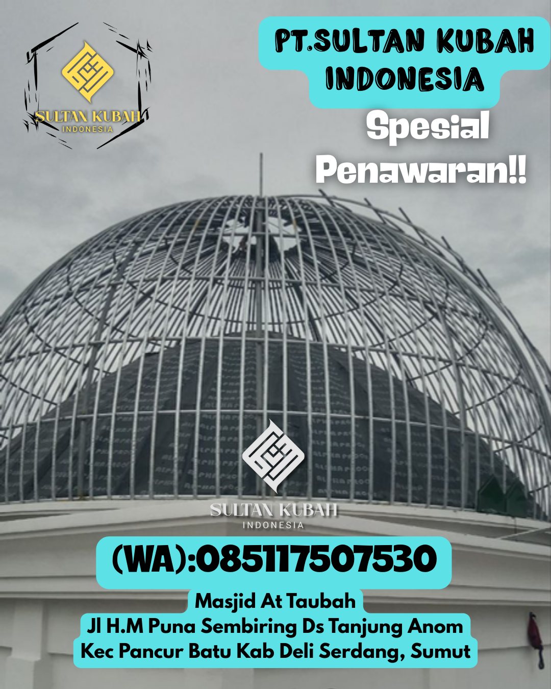 Kubah masjid galvalum rapi dan kokoh, 085117507530.Matakali – Kab. Polewali Mandar