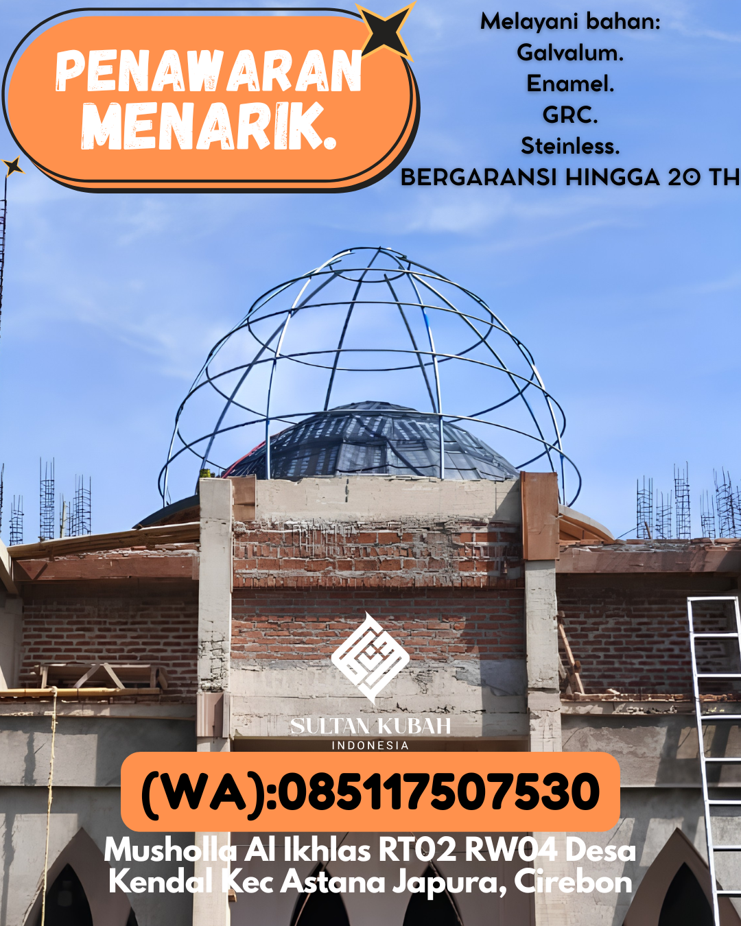 PABRIK KUBAH MASJID MODERN DI KEC Mejayan, KAB Madiun (WA: 085117507530)