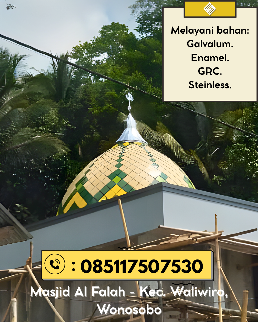 Kubah Masjid Elegan Modern Berkualitas Terjamin 085117507530 Tanah Luas – Kabupaten Aceh Utara