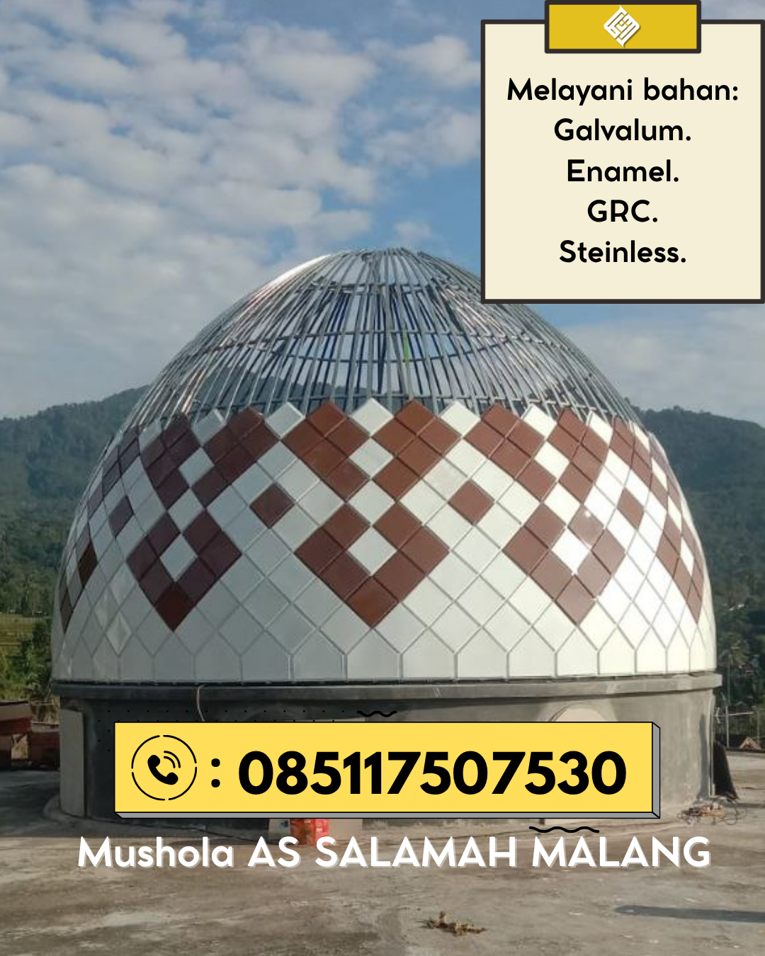 Kubah Masjid Modern Desain Elegan Kualitas Premium Bergaransi 085117507530 Pariangan – Tanah Datar