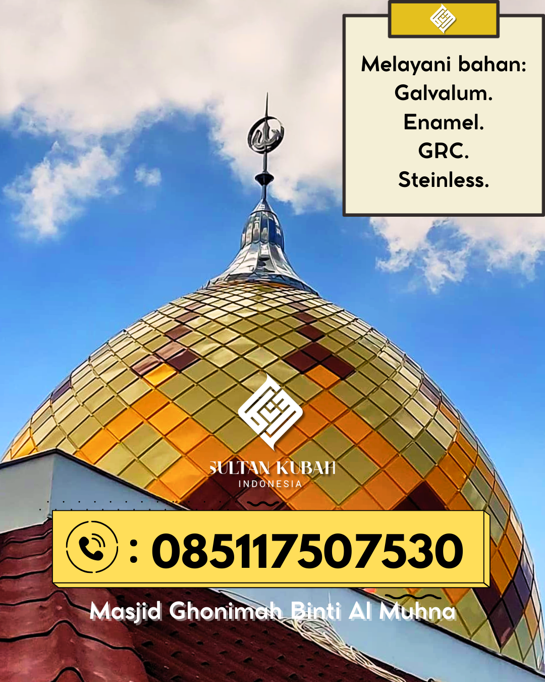 Kubah Masjid Modern Premium Berkualitas Tinggi dan Awet 085117507530 Tombariri Timur – Kabupaten Minahasa