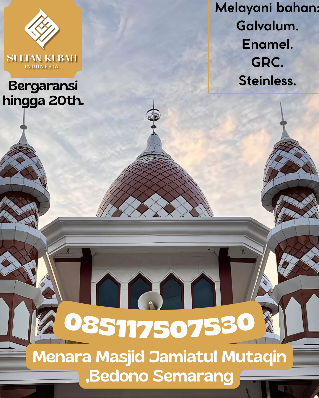 Kubah Masjid Modern Desain Elegan Kualitas Premium Bergaransi 085117507530 Parigi – Kabupaten Parigi Moutong
