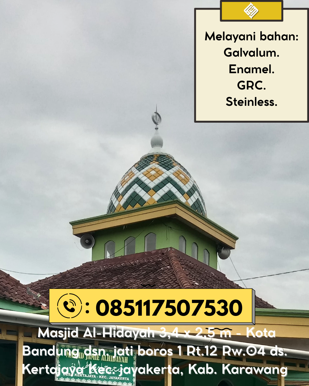 Kubah Masjid Modern Premium Berkualitas Tinggi dan Awet 085117507530 Simpang Keuramat – Kabupaten Aceh Utara