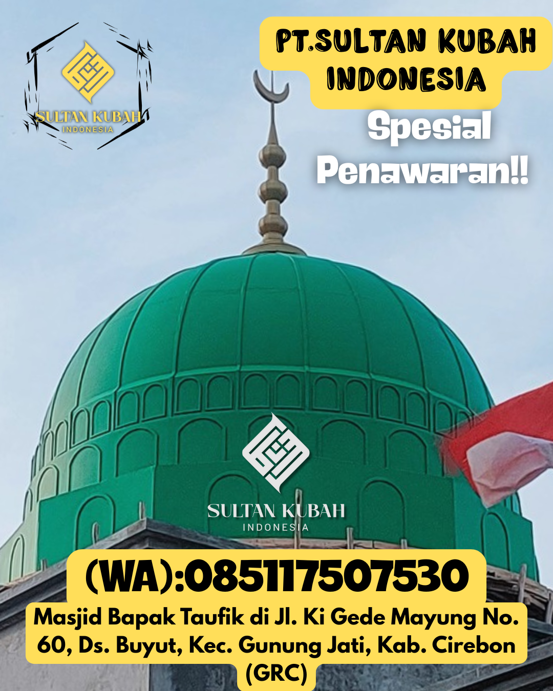 Kubah GRC Masjid Tampilan Elegan Kualitas Terjamin 085117507530 Trimurjo – Kabupaten Lampung Tengah
