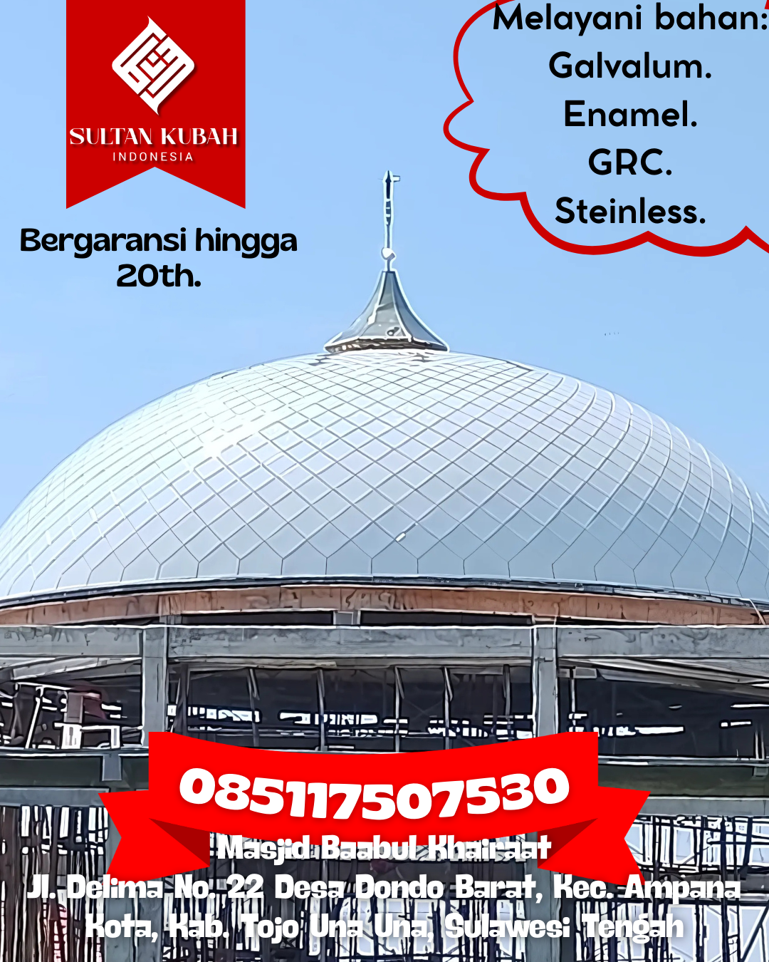 Kubah Masjid Modern Desain Elegan Kualitas Premium Bergaransi 085117507530 Bagansinembah — Kab. Rokan Hilir