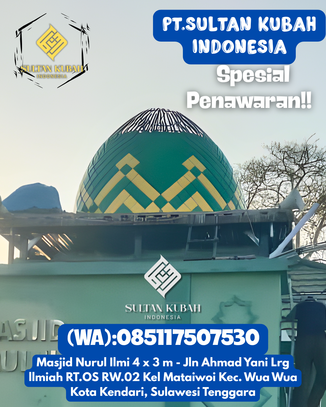 Pilihan kubah masjid galvalum bermutu tinggi, 085117507530.Sambaliung – Kabupaten Berau